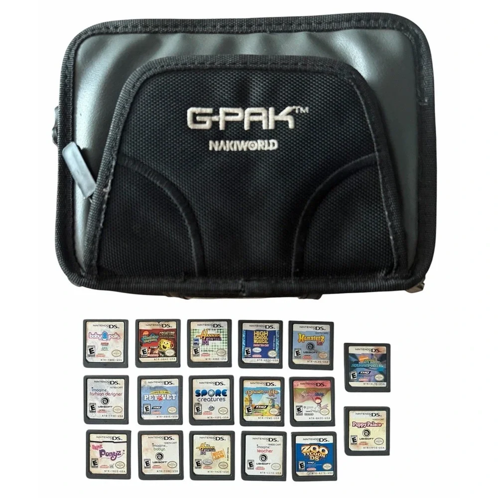 Lot of 17 Nintendo DS Video Games Cartridges Only + G-Pak Case